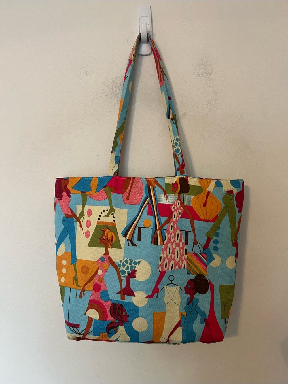 Y2K Fashion Girl Graphic Tote Bag Retro Mod Kitsch Colourful Zip - Picture 2 of 10